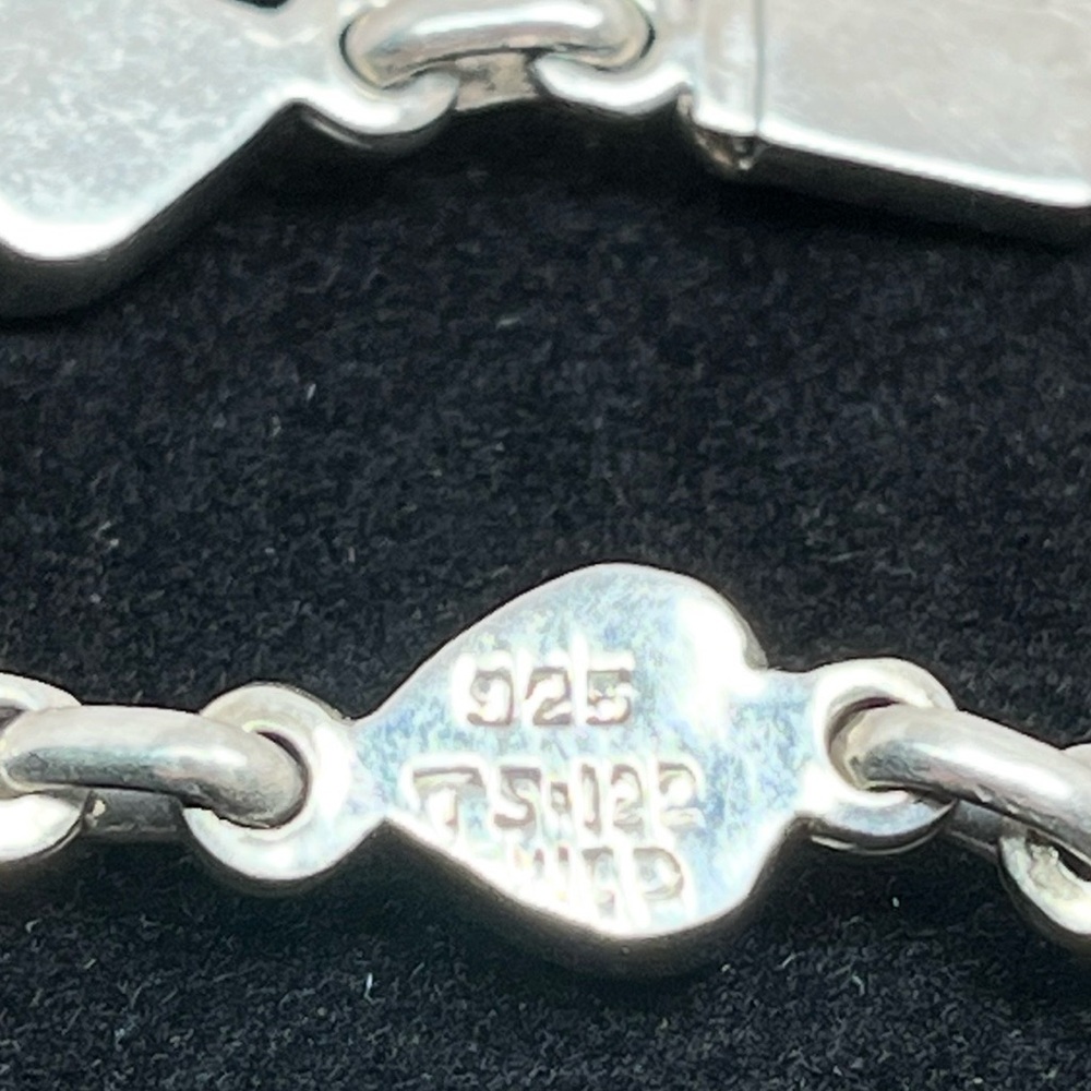 Vintage Taxco 7 Inch Heart Shaped Multi Stone Sterling Silver Bracelet - Picture 8 of 9